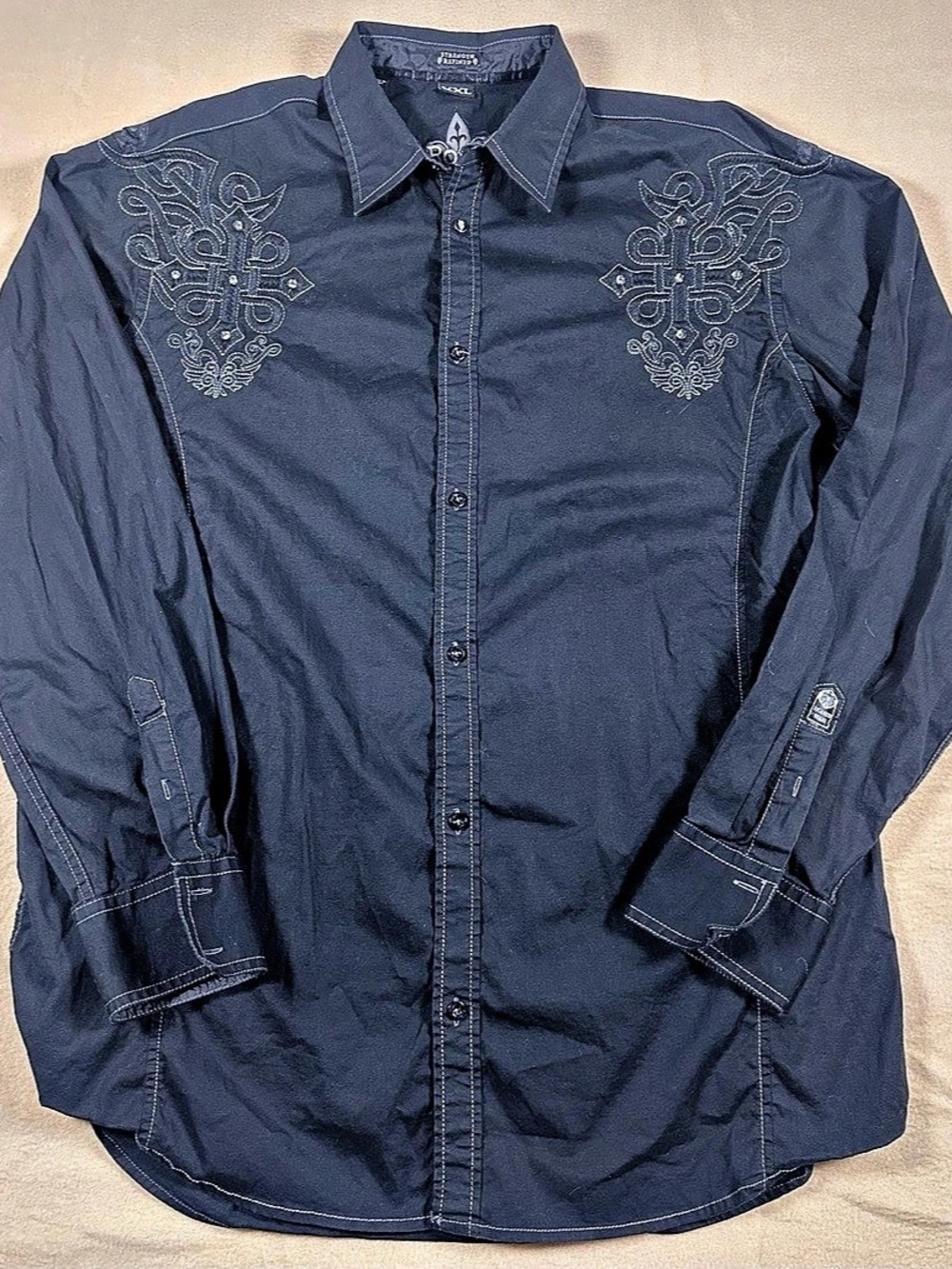 Roar Strength Refined Men's Graphic Button-Down Black XXL